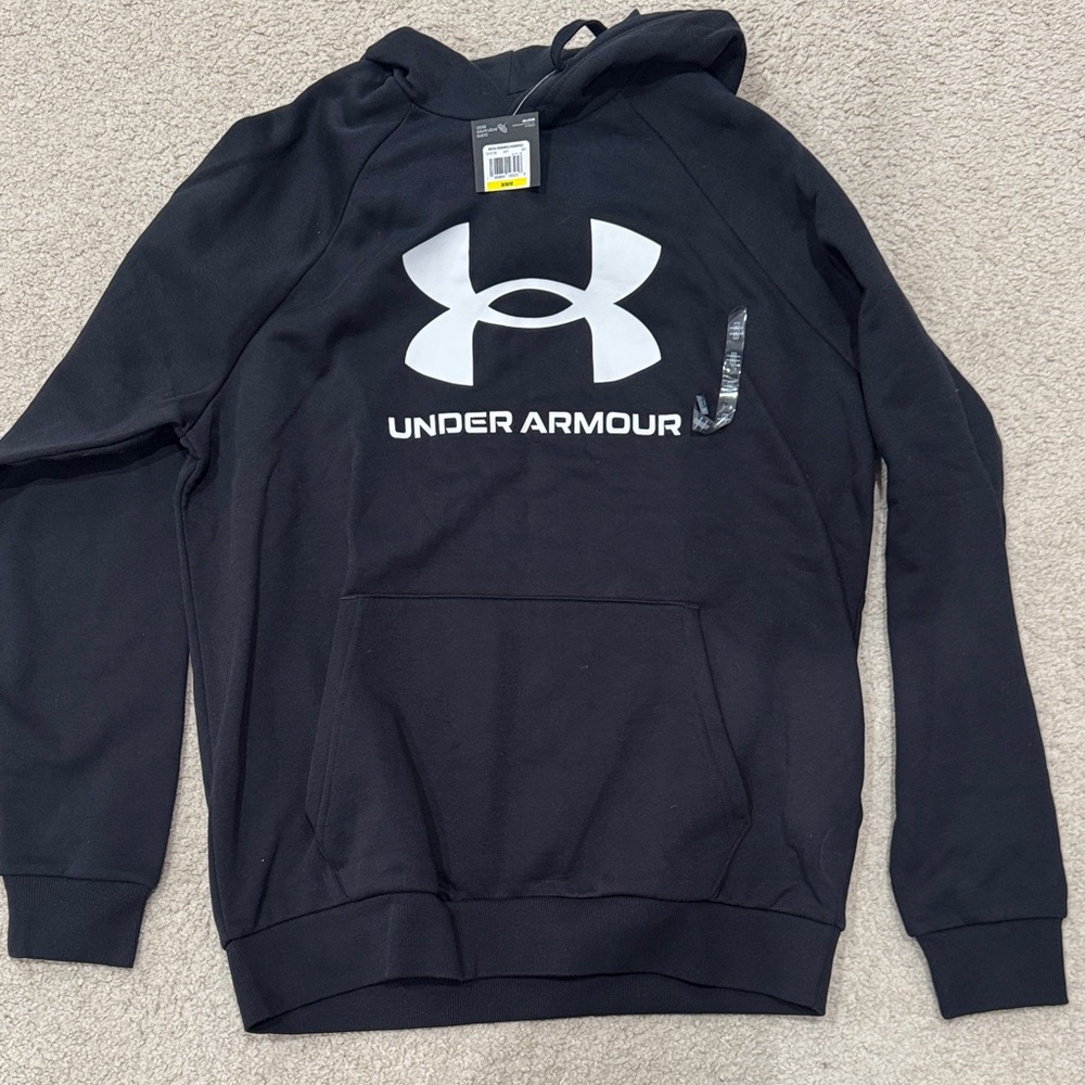 Under Armour Men's Black Hoodie with White Logo